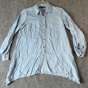 Zac & Rachel Tunic Womens S Blue  Shark Bite Hem‎ Lightweight Lyocell